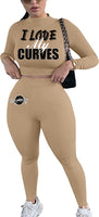I LOVE MY CURVES SWEATER SET (YELLOW/TAN)